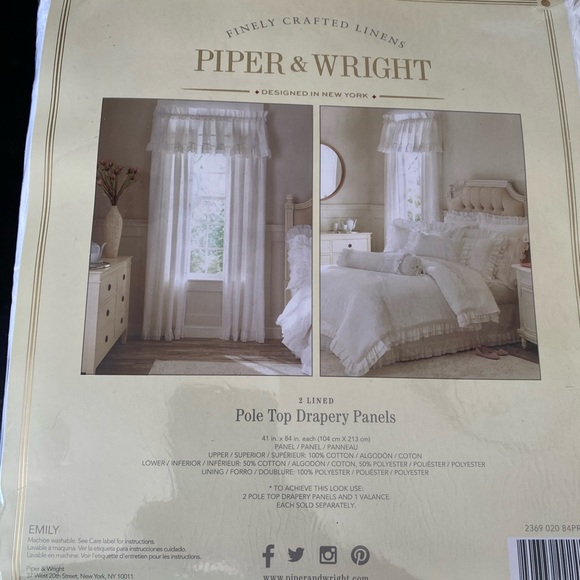 Piper & Wright white curtain panels “Emily” pattern, 2 sets available, BRAND NEW - Picture 3 of 7
